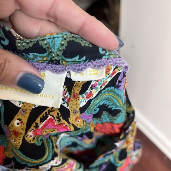 Maeve Anthropologie Carter Floral Blouse Boho Paisley Women’s 4 Colorful Button - Picture 6 of 16
